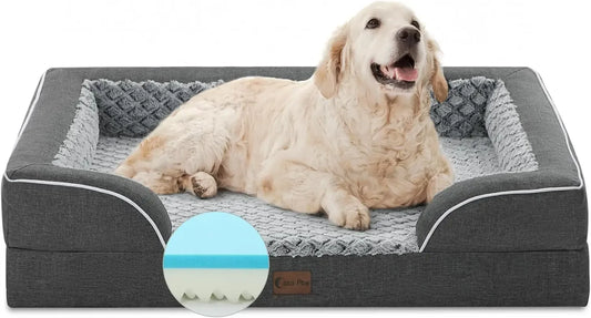 Memory Foam Waterproof Orthopedic XL Dog Bed with Bolsters